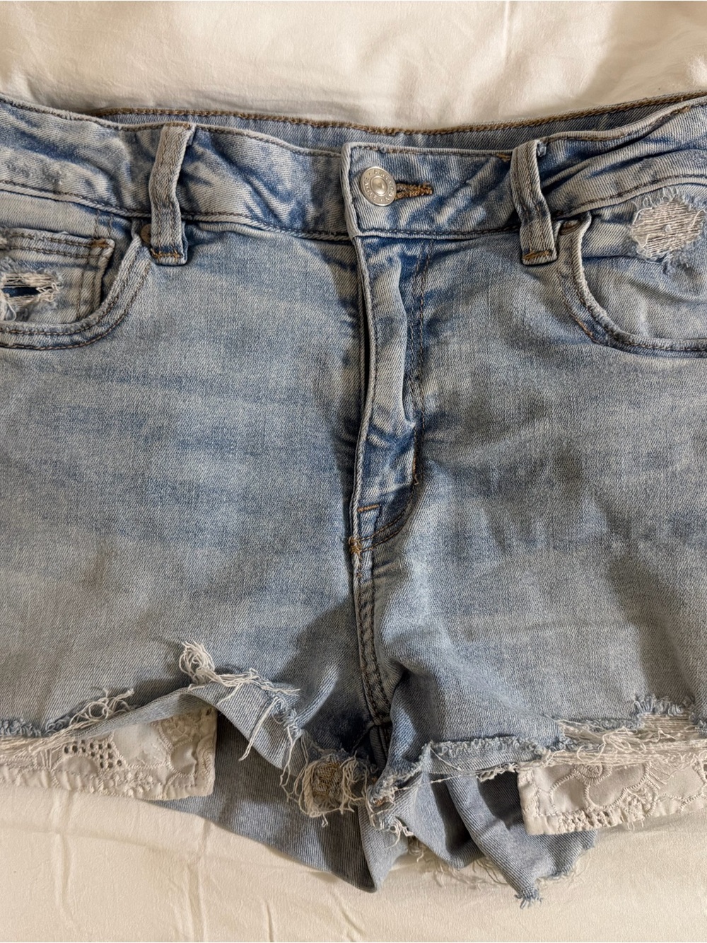 American Eagle Outfitters Light Blue Washed Denim Cutoff Shorts
